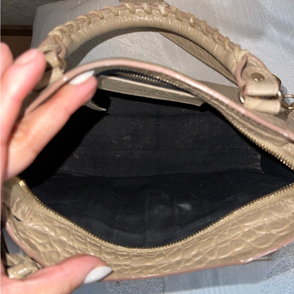 BALENCIAGA | Calfskin Crocodile Embossed Gold Hardware Mini City Beige Latte - Picture 10 of 15